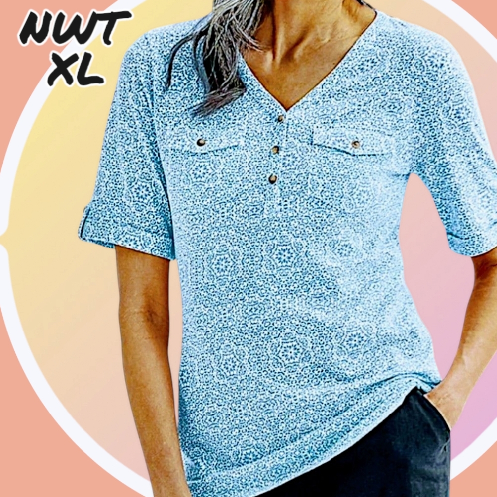 NWT XL & XXL Elbow Sleeve Utility Henley Top